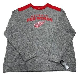 NWT Detroit Red‎ Wings Crewneck Sweatshirt 2XL Pullover Gray NHL Hockey Mens